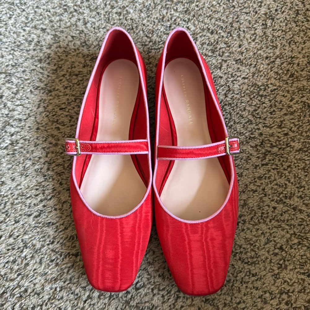 Loeffler Randall Red Moire Ginger Mary Jane Flat